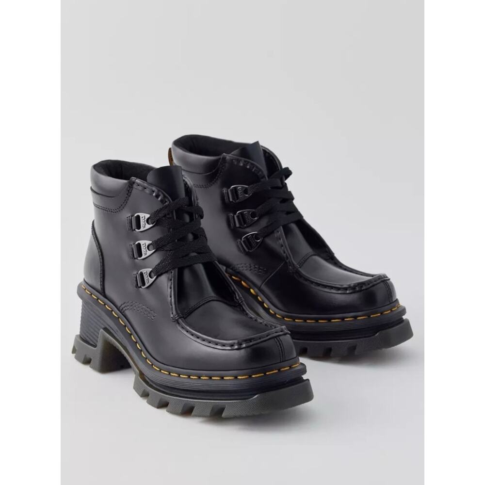 NEW Dr. Martens CORRAN 3 EYE HEELED Black Lace-Up Chunky Platform Boots SZ 9 - Picture 3 of 16